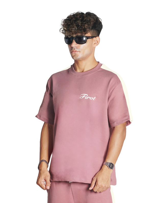 DUSTY PINK SIDE STRIPE T-SHIRT