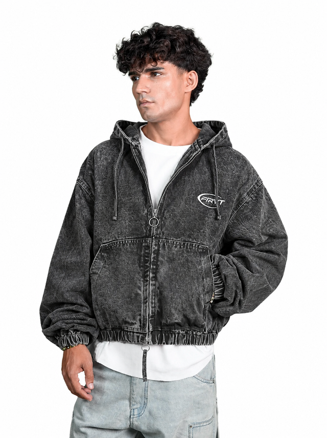 BLACK WASHED DENIM JACKET