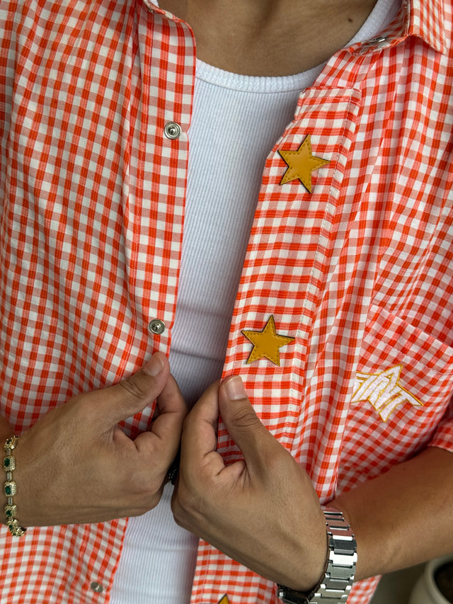 Orange Gingham Star Shirt