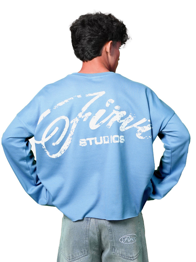 FIRVT STUDIO BLUE WAFFLE T-SHIRT