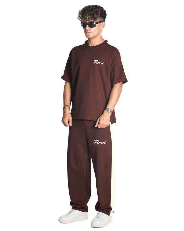 BROWN SIDE STRIPE T-SHIRT