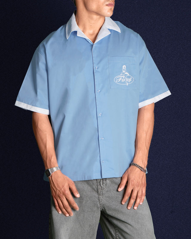 MISSCHIEF BLUE BOWLING SHIRT