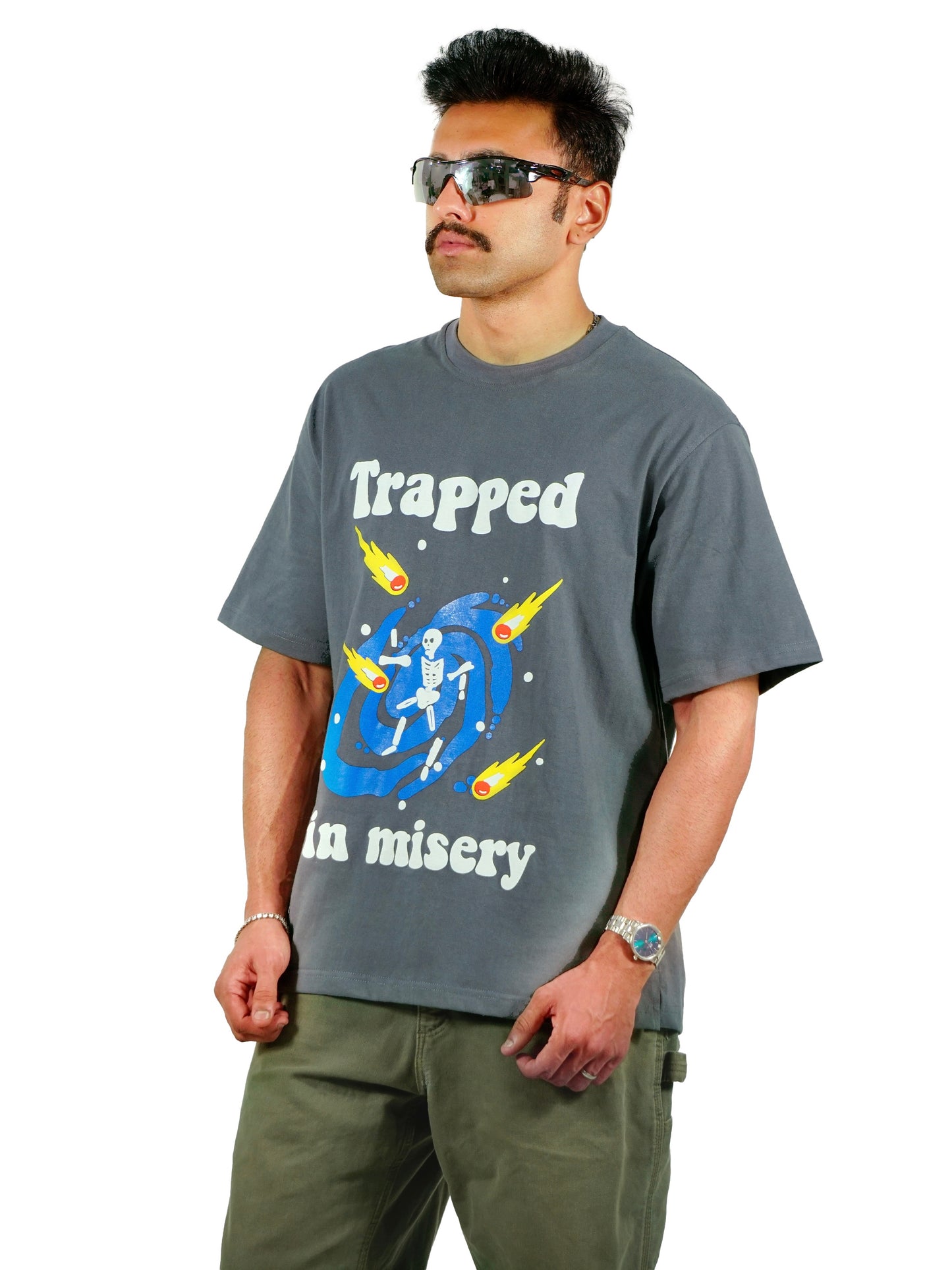 TRAPPED IN MISERY GREY TSHIRT