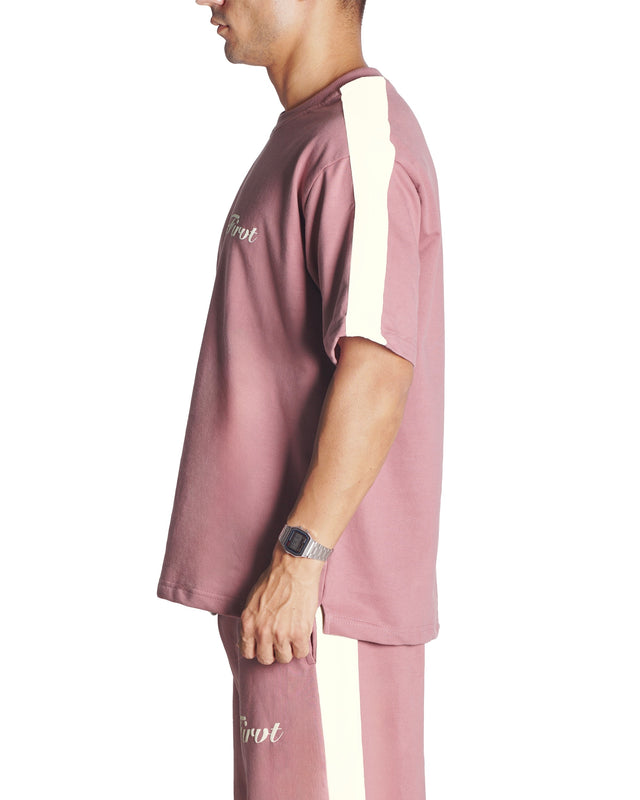 DUSTY PINK SIDE STRIPE T-SHIRT