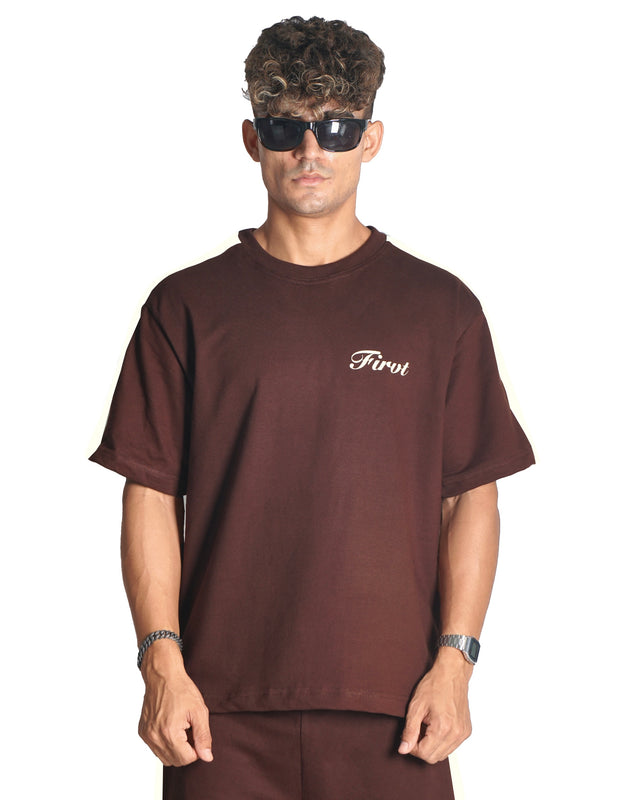 BROWN SIDE STRIPE T-SHIRT