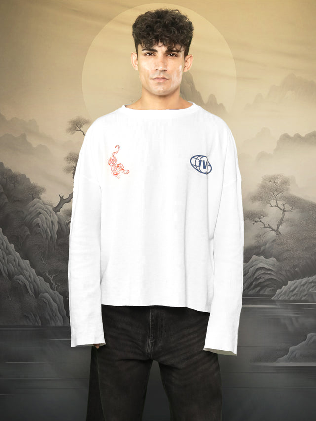 TWIN TIGERS WAFFLE FULL SLEEVE T-SHIRT