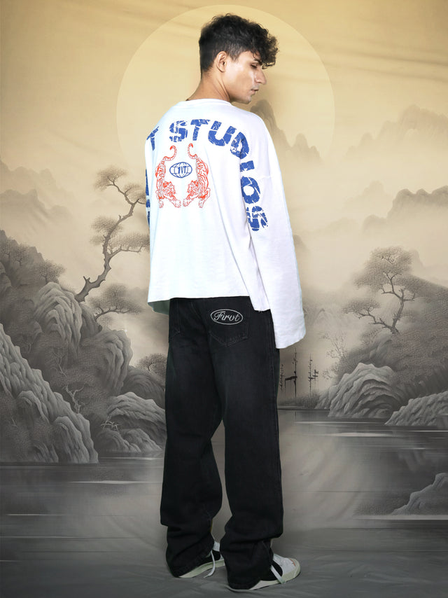 TWIN TIGERS WAFFLE FULL SLEEVE T-SHIRT