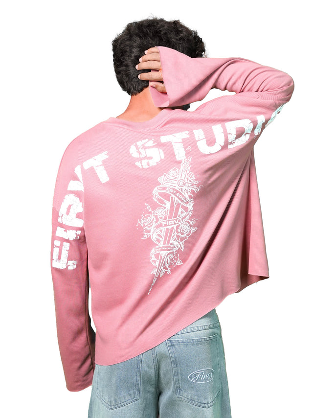 FIRVT SWORD DUSTY PINK WAFFLE T-SHIRT