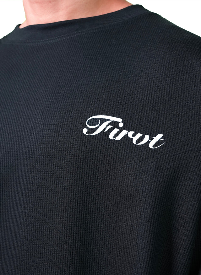 BLACK WAFFLE T-SHIRT