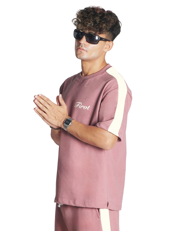 DUSTY PINK SIDE STRIPE T-SHIRT