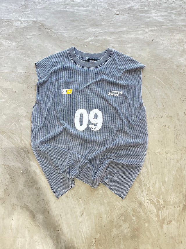 WASHED GREY WAFFLE TANK