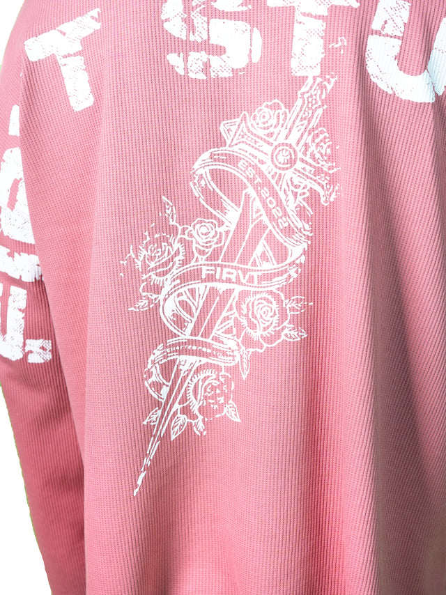 FIRVT SWORD DUSTY PINK WAFFLE T-SHIRT