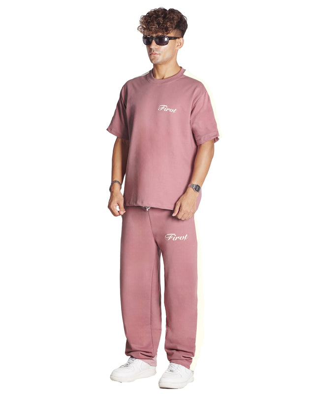 DUSTY PINK SIDE STRIPE T-SHIRT