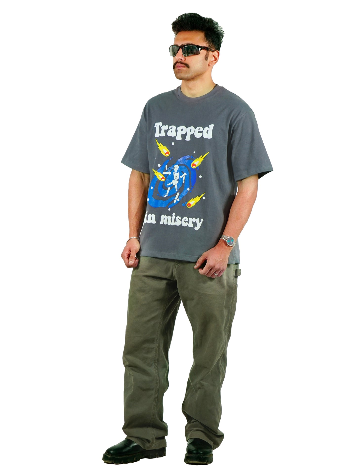 TRAPPED IN MISERY GREY TSHIRT