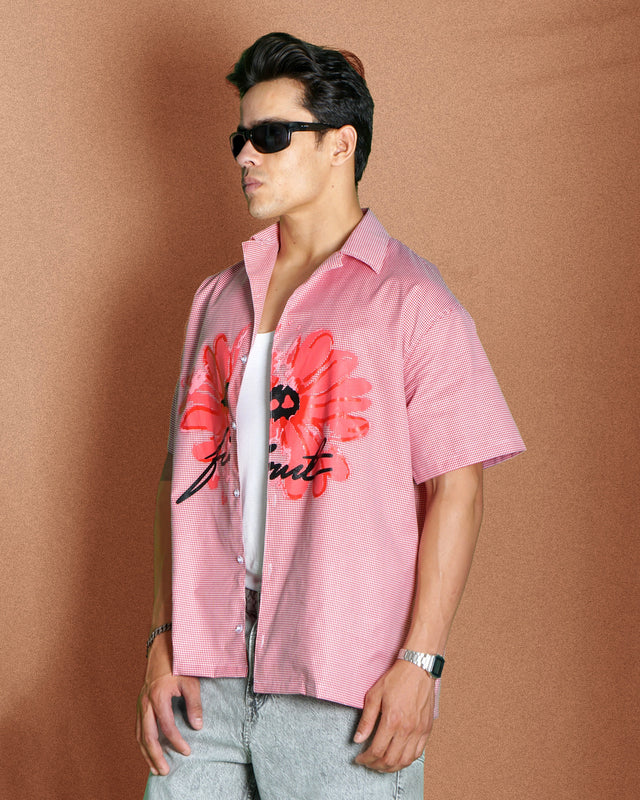 FLORAL BLOOM CHECKED SHIRT RED
