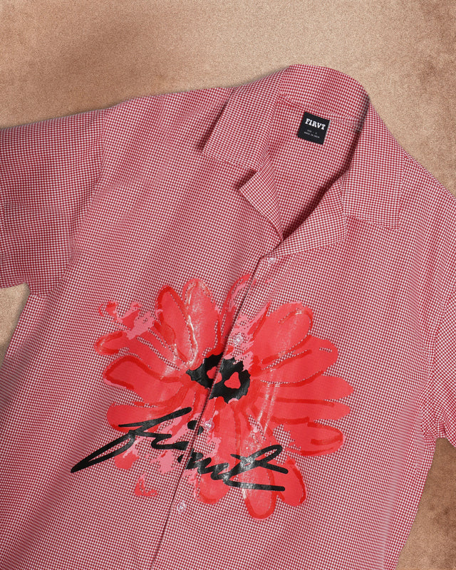 FLORAL BLOOM CHECKED SHIRT RED