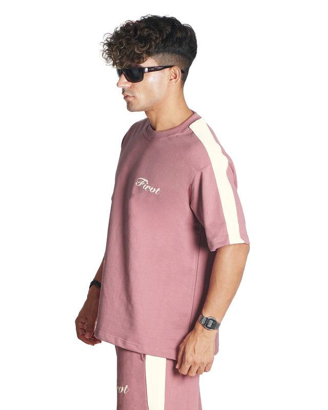 DUSTY PINK SIDE STRIPE T-SHIRT