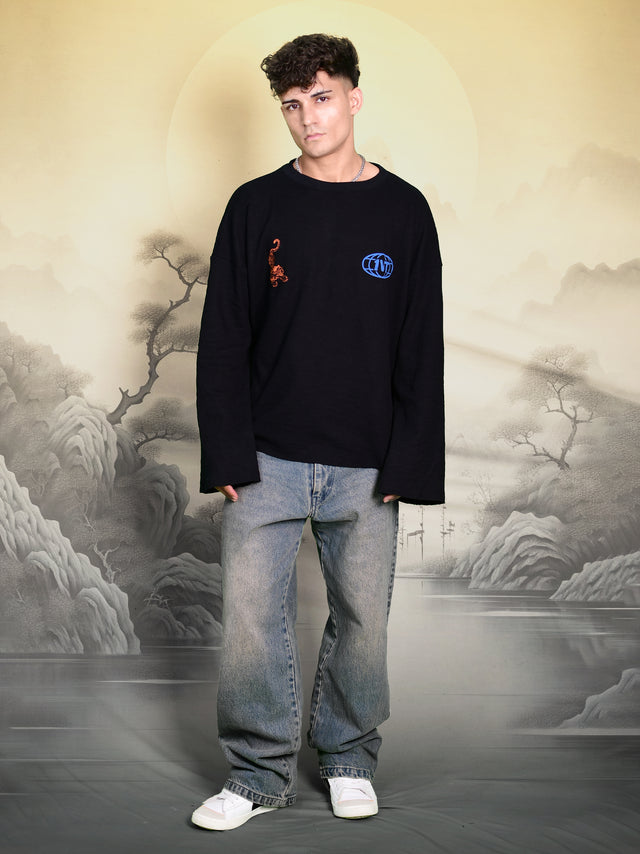 TWIN TIGERS WAFFLE FULL SLEEVE T-SHIRT