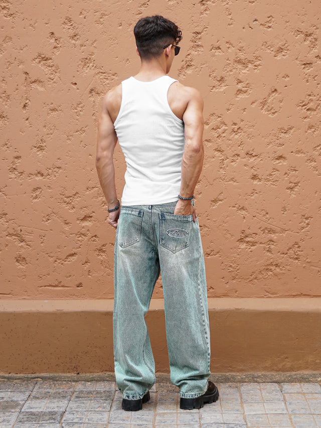 GREEN WASHED DENIM