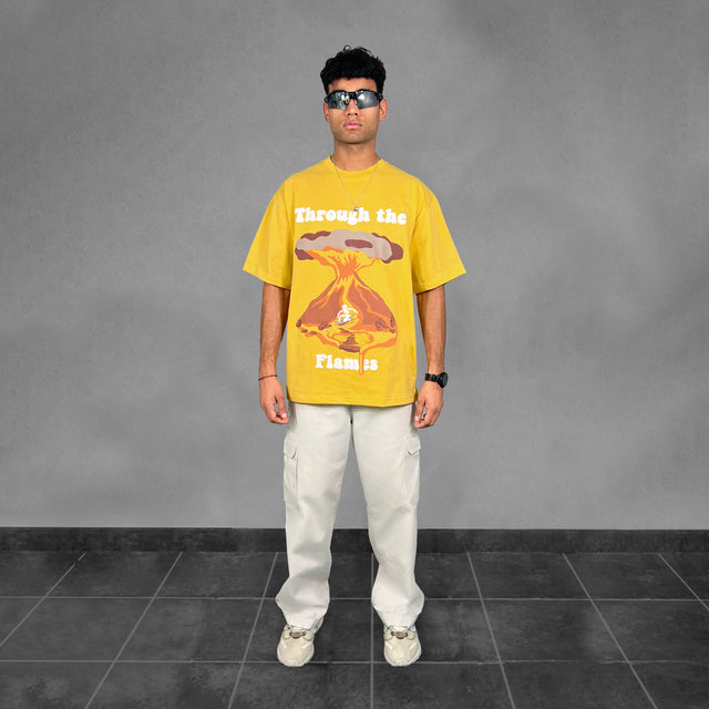 THROUGH THE FLAMES MUSTARD TSHIRT