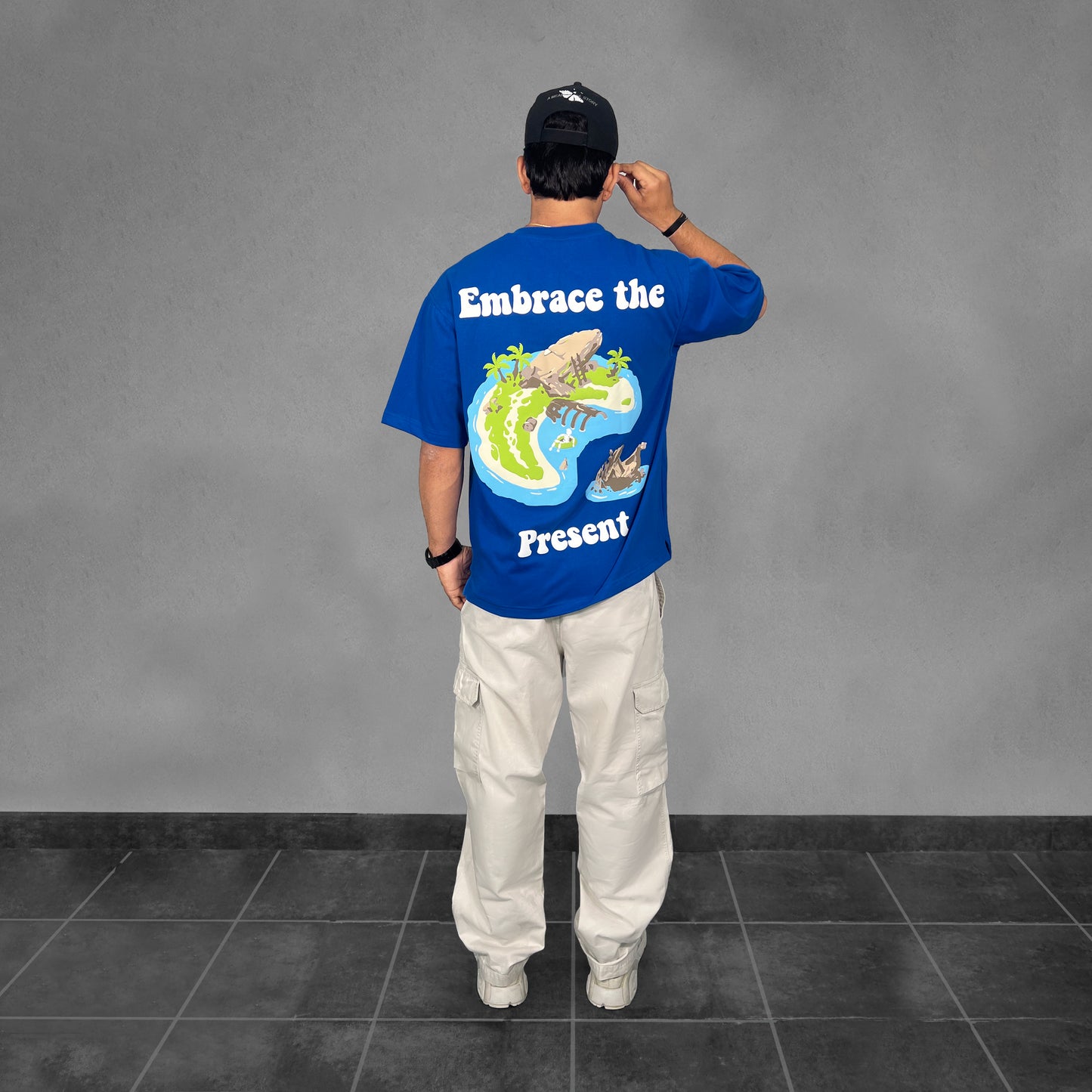 EMBRACE THE PRESENT BLUE TSHIRT