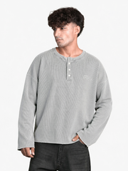 SILVER WASHED WAFFLE HENLEY