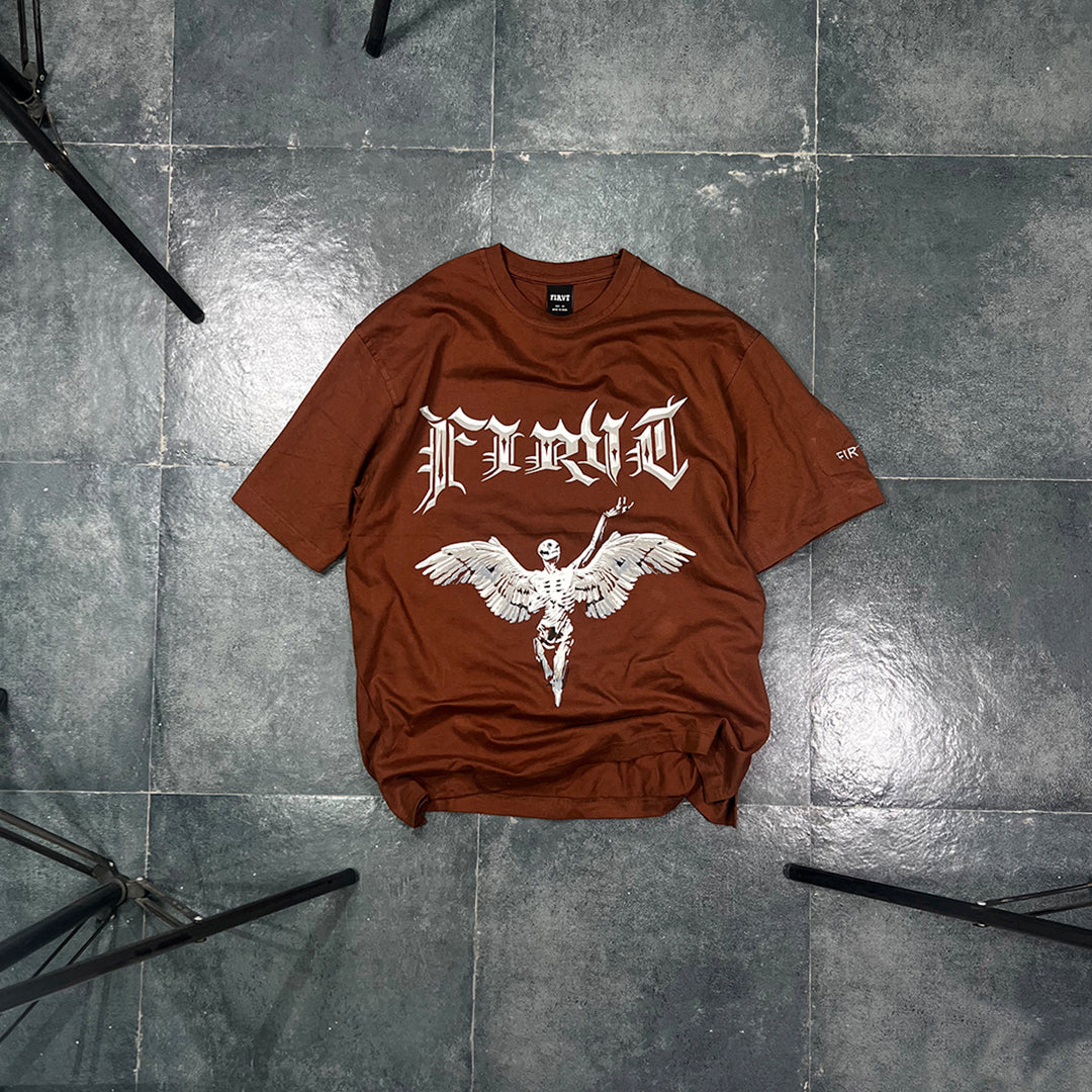 FIRVT SKELETAL WINGS BROWN T-SHIRT [UNISEX]