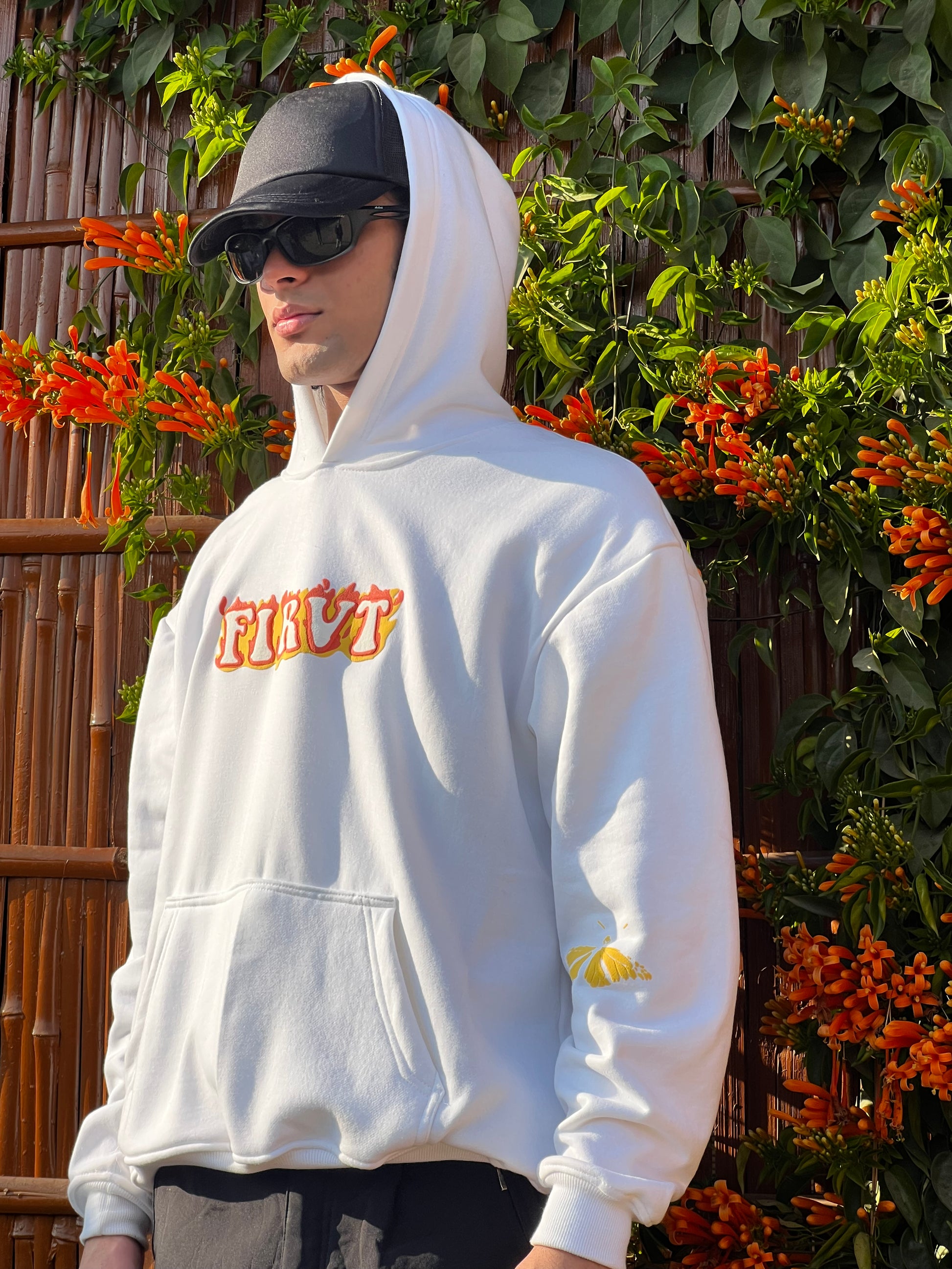 Peace top hoodie white