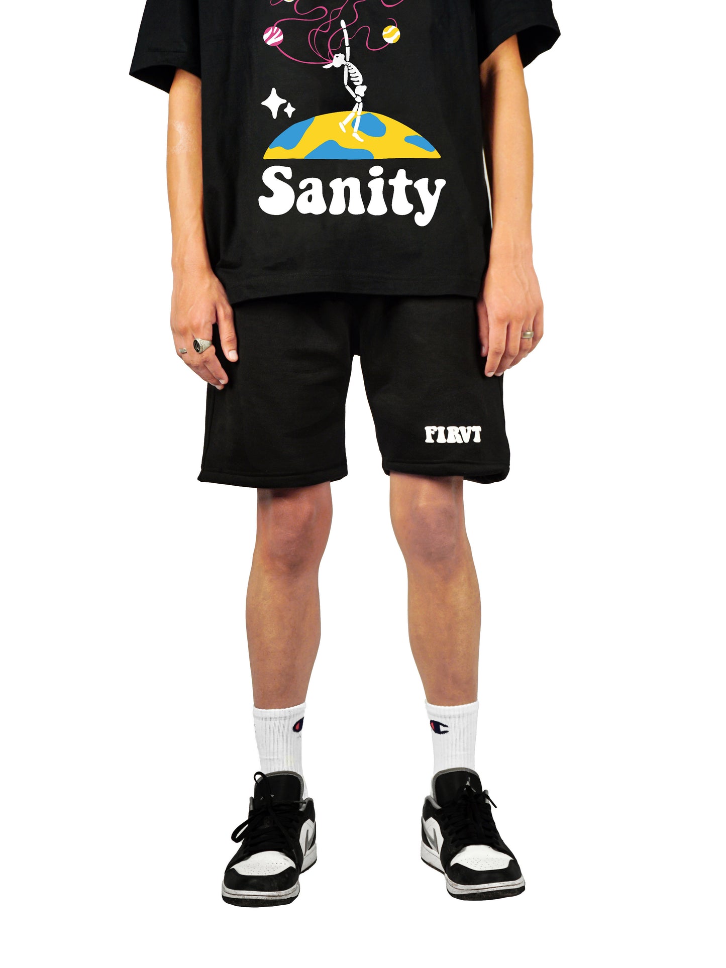 FIRVT BLACK SHORTS [UNISEX]